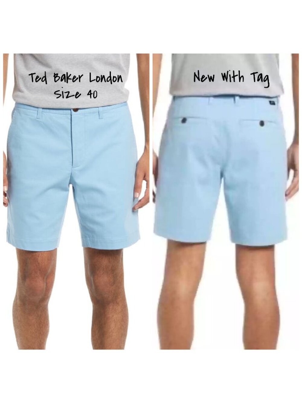 Ted Baker London Fordo Men's Blue Cotton Twill Shorts, Size 40 - New With Tag